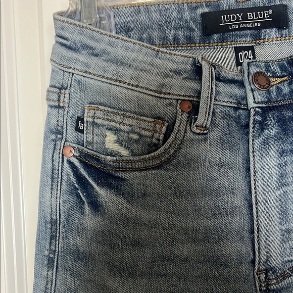 Judy Bloom Light Blue Denim Wide Leg Raw Hem Size 24 - Picture 3 of 7